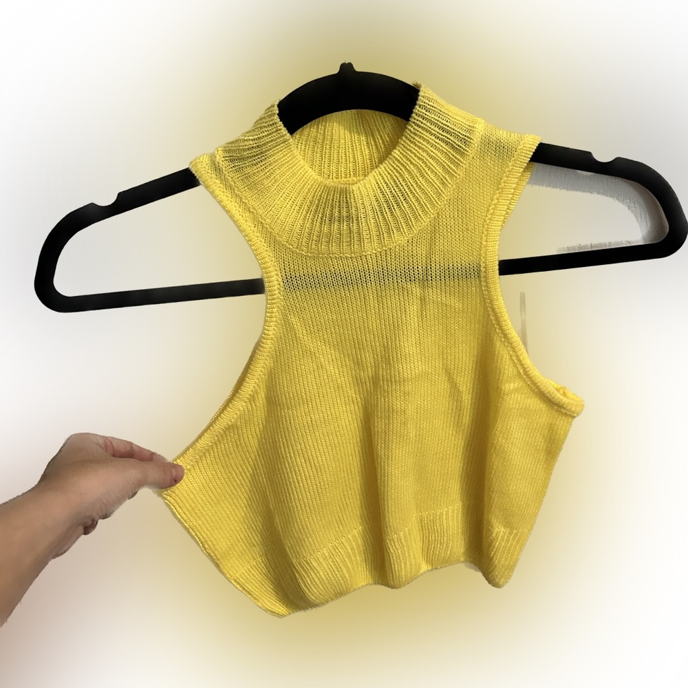 Yellow sweater crop top